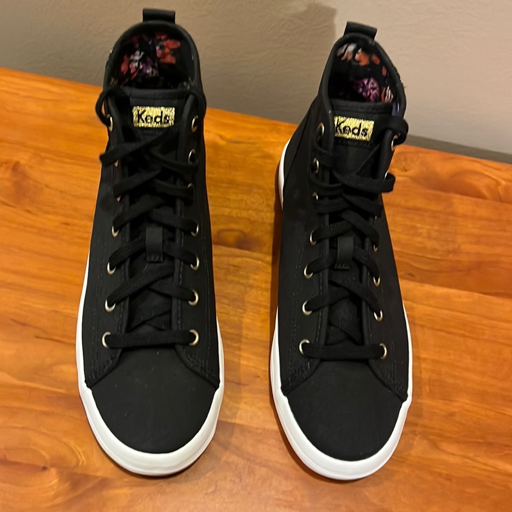 New Black/Gold Keds High-Top Sneakers